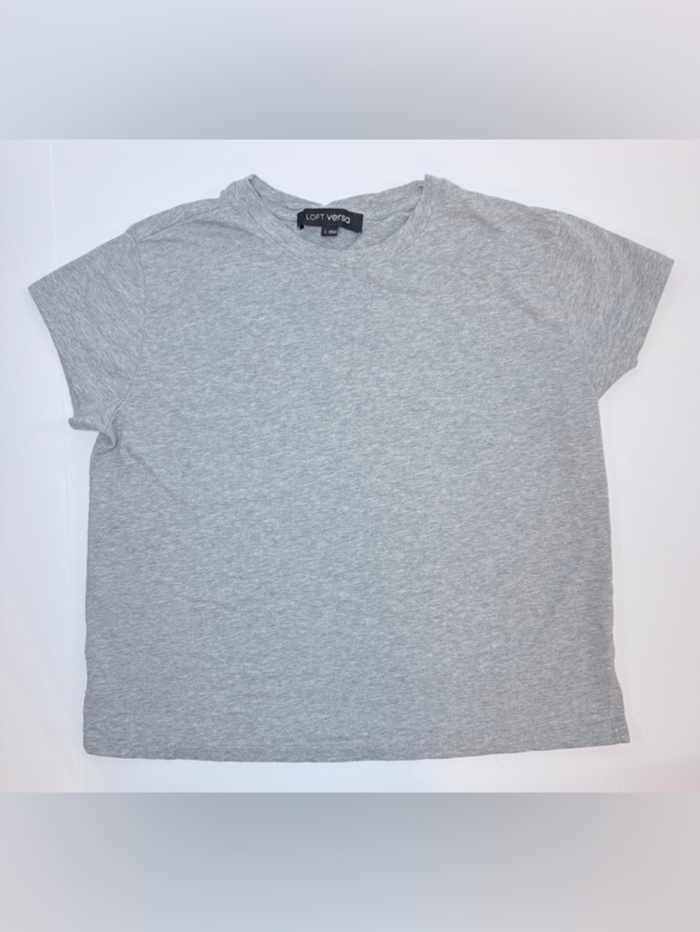 LOFT Versa Relaxed Jersey Crew Tee Pebble Grey Heather Size S